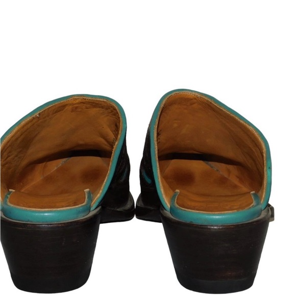 Don Quixote Tooled Leather Western Slip On Boots Mules Made In Mexico Size 8.5 - Picture 9 of 12